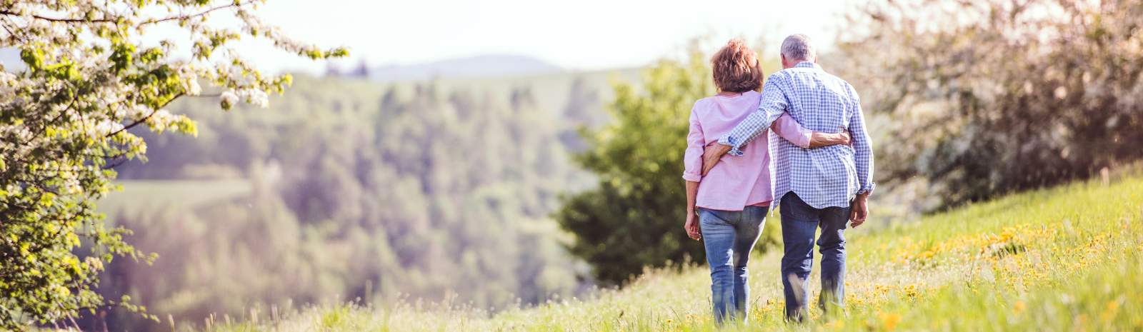 Older couple walking together